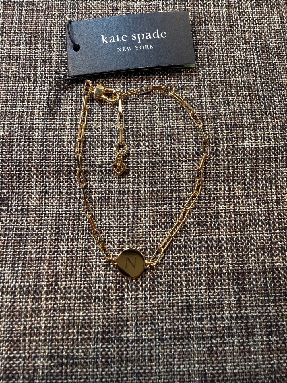 Kate Spade Gold Initial N Gold Charm Bracelet Chain NEW With Gift Bag - Picture 4 of 8